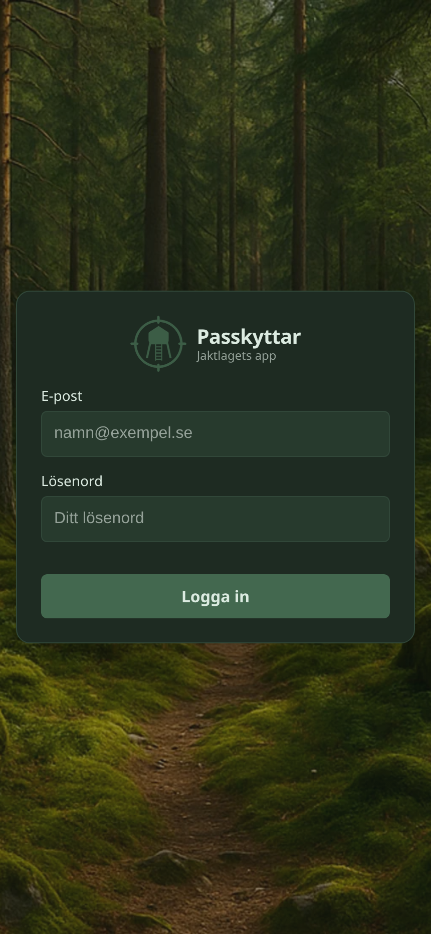 Passkyttar login page