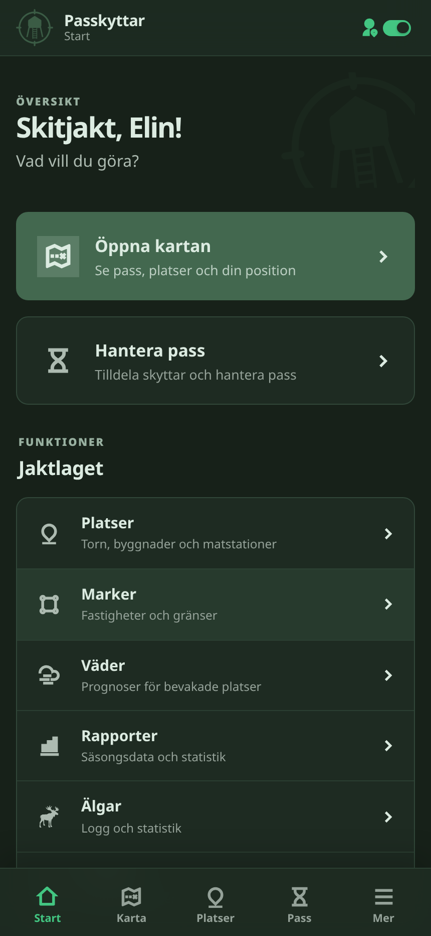 Passkyttar start page
